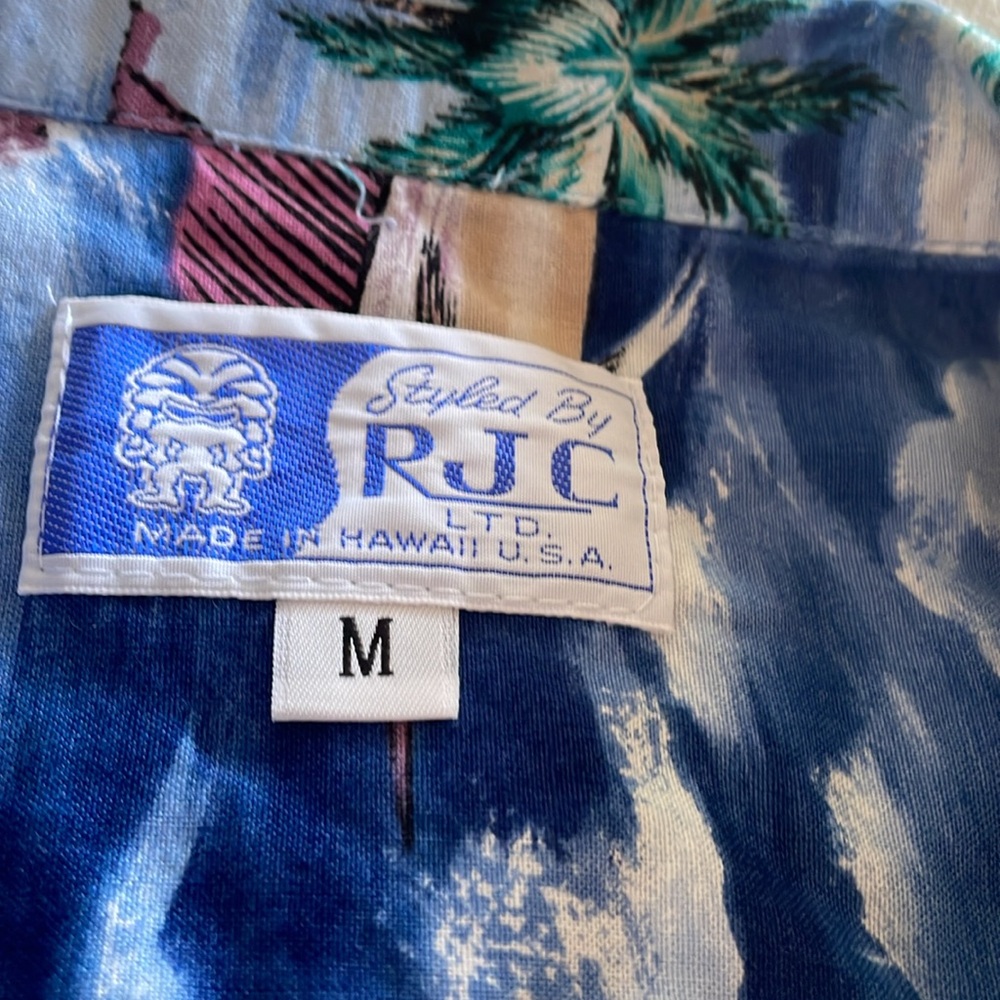 RJC sea life , palm trees, boats & fish blue medium Hawaiian - Picture 6 of 7